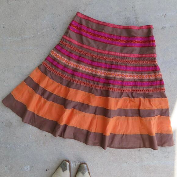 Brown and pink boho skirt - Picture 1 of 5